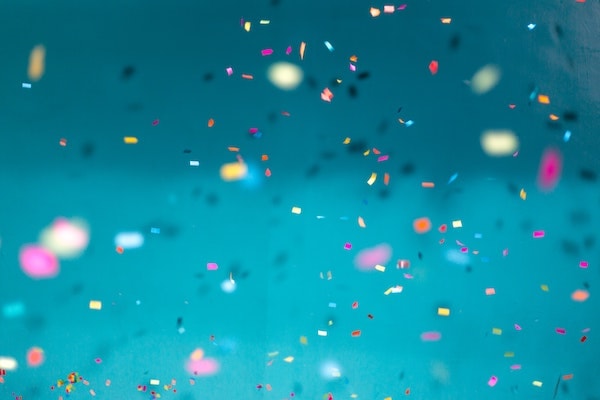 confetti in blue background